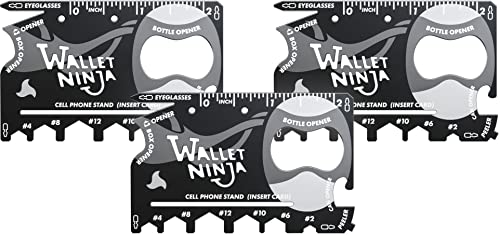 Wallet Ninja Multitool Card 18 in 1 Credit Card Size MultiTool for Quick Repairs EDC Survival Gear Bottle Opener Camping Cool Gadget and Stocking Stuffer Black 3 - Image 1