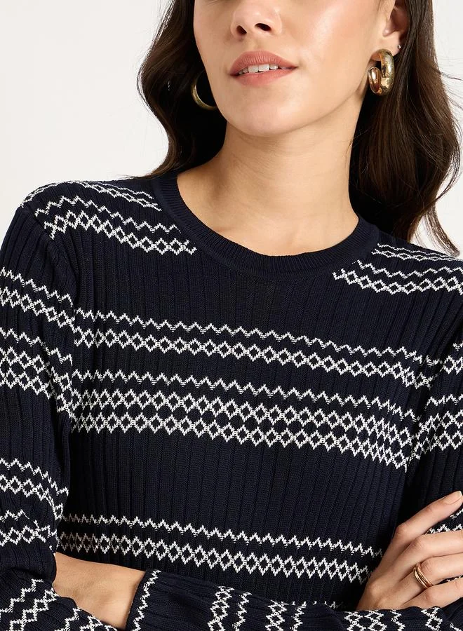 فيميلا فستان ميدي محبوك بقصة مستقيمة مخططة