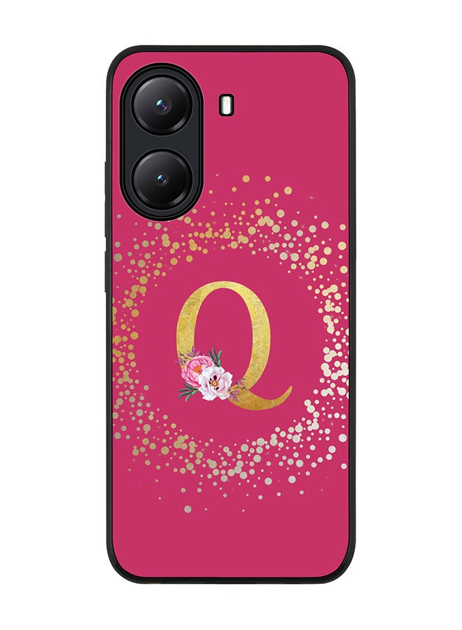 Stylizedd For Xiaomi Poco X7 Pro 5G Case,Slim fit Camera Protection, Shockproof Thin Phone cover  - Custom Monogram Floral - Q ( Deep Pink ) - Image 1