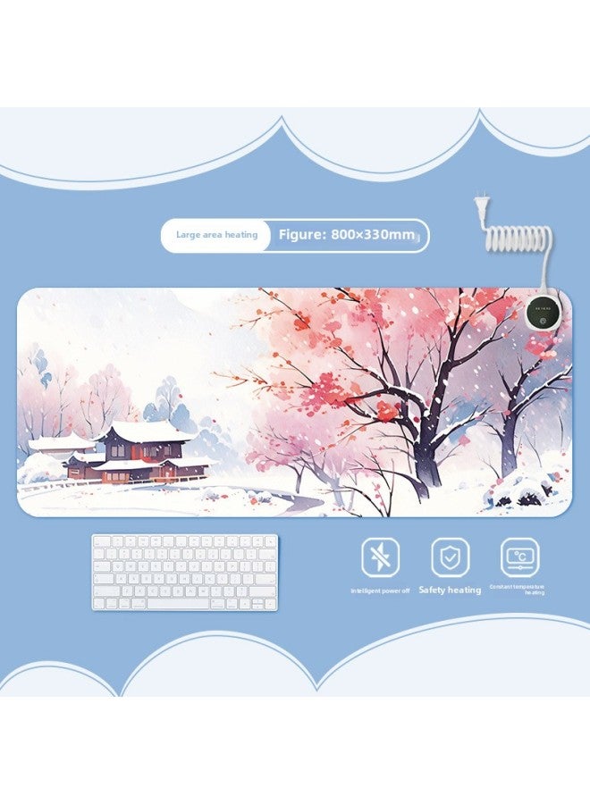 Ink Landscape Heating Heating Pad Warm Table Mat Office Computer Desktop Heating Mouse Pad-Color:800x330mm-Pattern:Jr-ink Scenery 101  - Image 1