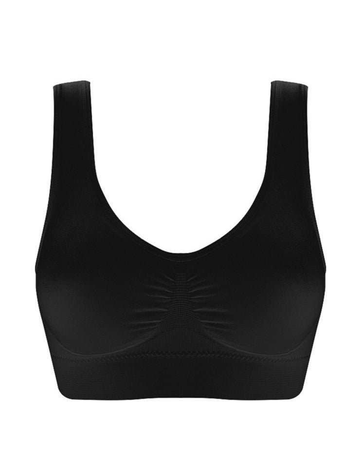 AROAQ Women Sports Bra, Fitness Sports Yoga Bra with Removable Padding,  Double-layer Seamless  Sports Bra without Rims, Comfortable Soft Bra for Workouts Running Yoga Trainings, (Size L, Black)  - Image 1