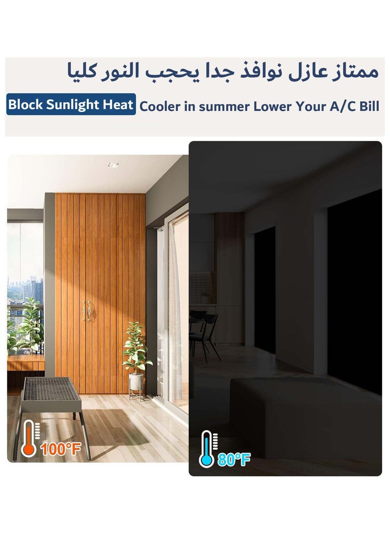 YIM-VIBEHAUS - Blackout Curtains for Bedroom 145 x 100 cm Blackout Blind 420D Fabric Black Out Curtain with Self Adhesive Tape &  Velcro Easy Stick On Window Blackout Solution for Home Office Nursery Bedroom Car - Image 1