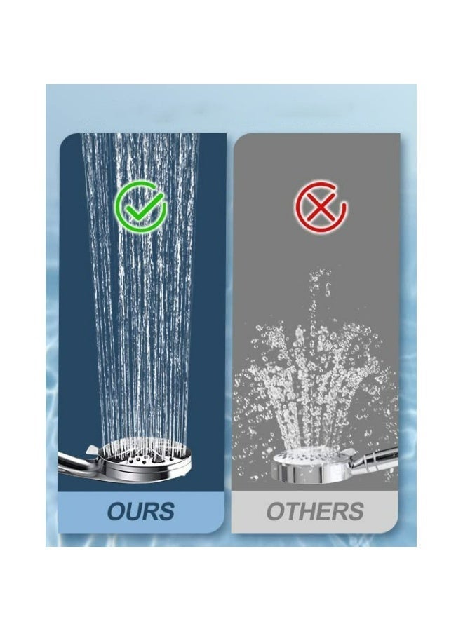 رأس دش عالي الضغط مع رأس دش محمول باليد، 10 أوضاع رش مع خرطوم من الفولاذ المقاوم للصدأ مقاس 59 بوصة وحامل دش غير مثقوب، سهل التركيب، فلتر متضمن، نفث طاقة للتنظيف - Image 4