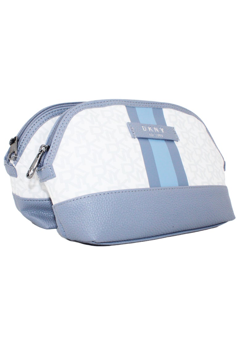 دكني حقيبة مكياج  بتصميم الخطوط المميز، صغيرة وخفيفة للسفر والتخزين - Image 4