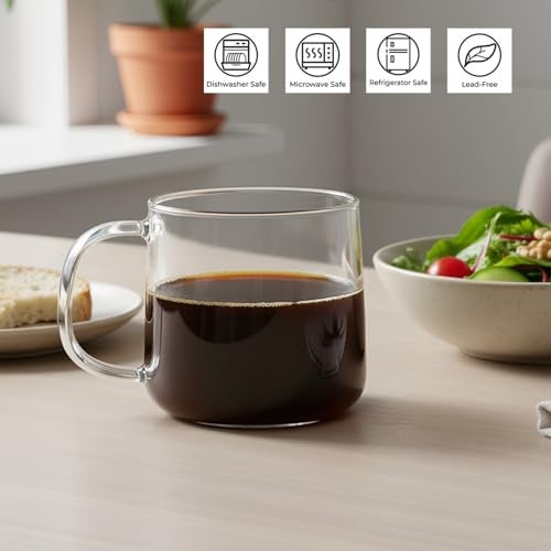 Aquach 20 oz Large Glass Coffee Mugs with Handle Set of 2 - Clear Glass Cups for Latte, Cappuccino, and Tea - Image 3