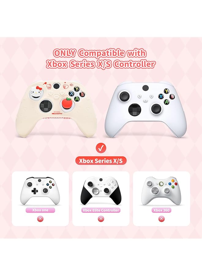 Cute Cover Skin For Xbox Series X Controller Soft Silicone Protective Case Ergonomic Protective Cover Skin Case Compatible With Xbox Wireless Controller With 2 Thumb Grip Caps (White) - Image 2