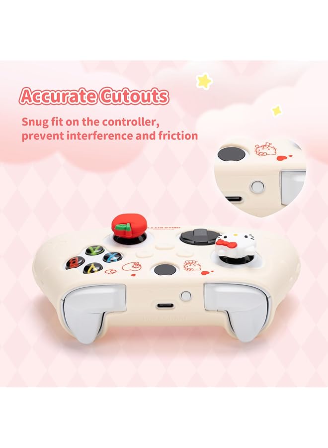 Cute Cover Skin For Xbox Series X Controller Soft Silicone Protective Case Ergonomic Protective Cover Skin Case Compatible With Xbox Wireless Controller With 2 Thumb Grip Caps (White) - Image 4