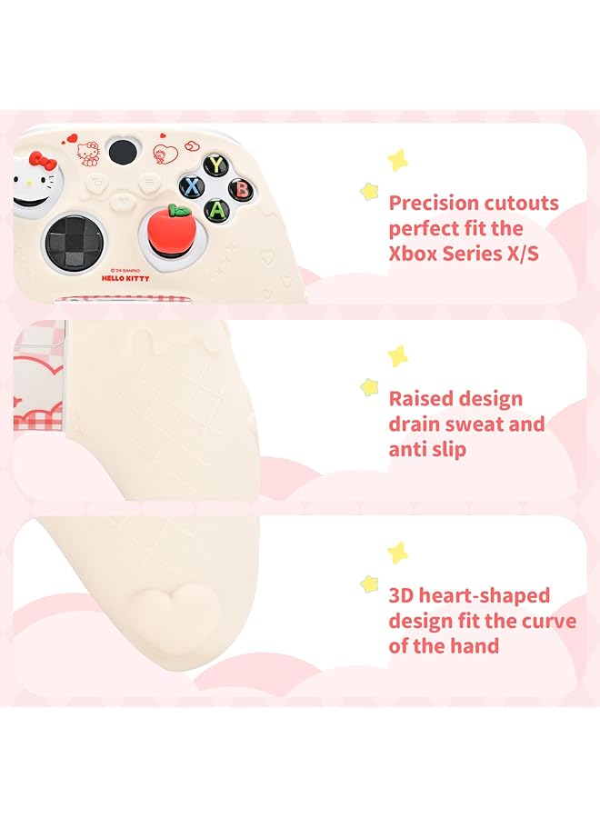 Cute Cover Skin For Xbox Series X Controller Soft Silicone Protective Case Ergonomic Protective Cover Skin Case Compatible With Xbox Wireless Controller With 2 Thumb Grip Caps (White) - Image 5