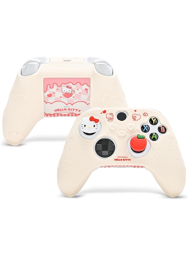 Cute Cover Skin For Xbox Series X Controller Soft Silicone Protective Case Ergonomic Protective Cover Skin Case Compatible With Xbox Wireless Controller With 2 Thumb Grip Caps (White) - Image 1
