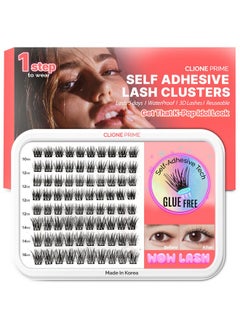CLIONE PRIME CLIONE PRIME Korean Self Adhesive Lash Clusters Voluminous Look No Glue Press On Pre Bond Lash Clusters Fluffy Self Adhesive False Eyelashes No Glue Needed Reusable Wispy Eyelash Extensions  - Image 1