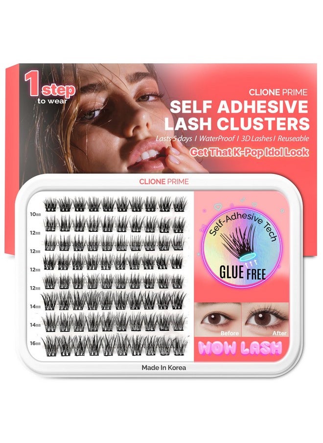 CLIONE PRIME - CLIONE PRIME Korean Self Adhesive Lash Clusters Voluminous Look No Glue Press On Pre Bond Lash Clusters Fluffy Self Adhesive False Eyelashes No Glue Needed Reusable Wispy Eyelash Extensions - Image 1