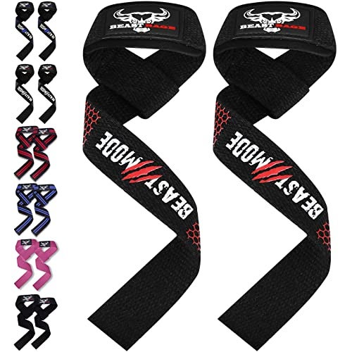BEAST RAGE Lifting Wrist Straps for Weightlifting, Straps Gym Grip Power Workouts Lifting Straps Padded Cotton Men Women Wrap Lift, Deadlift Bodybuilding Weight Lifting Exercise Straps (Silicone) - Image 1