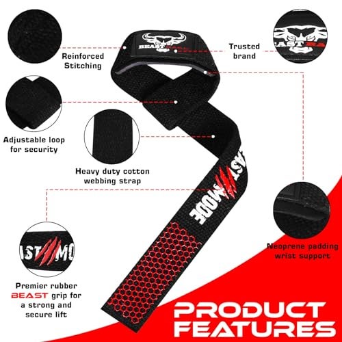 BEAST RAGE Lifting Wrist Straps for Weightlifting, Straps Gym Grip Power Workouts Lifting Straps Padded Cotton Men Women Wrap Lift, Deadlift Bodybuilding Weight Lifting Exercise Straps (Silicone) - Image 2