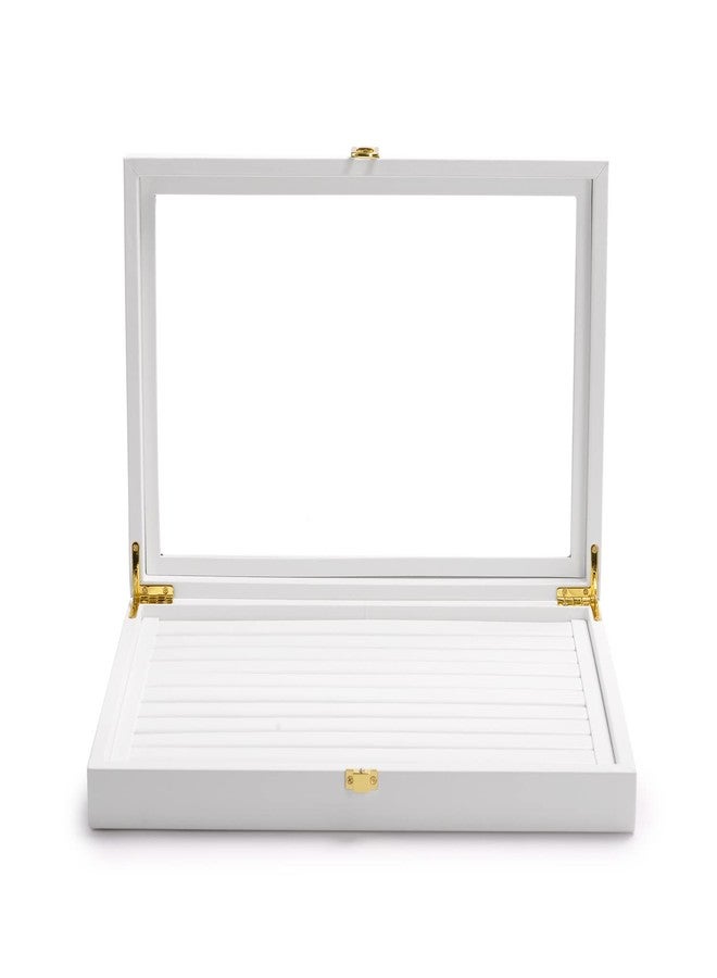 Oirlv White Jewelry Organizer Box with Acrylic Lid Ring Display Storage Case Jewelry Box for Women - Image 1