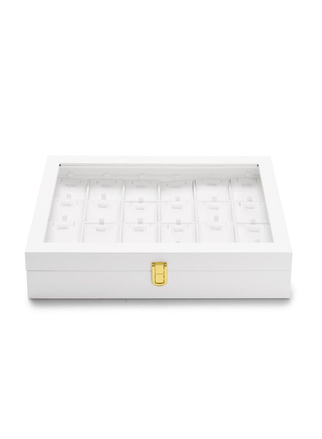 Oirlv White Jewelry Organizer Box with Acrylic Lid Ring Display Storage Case Jewelry Box for Women - Image 4