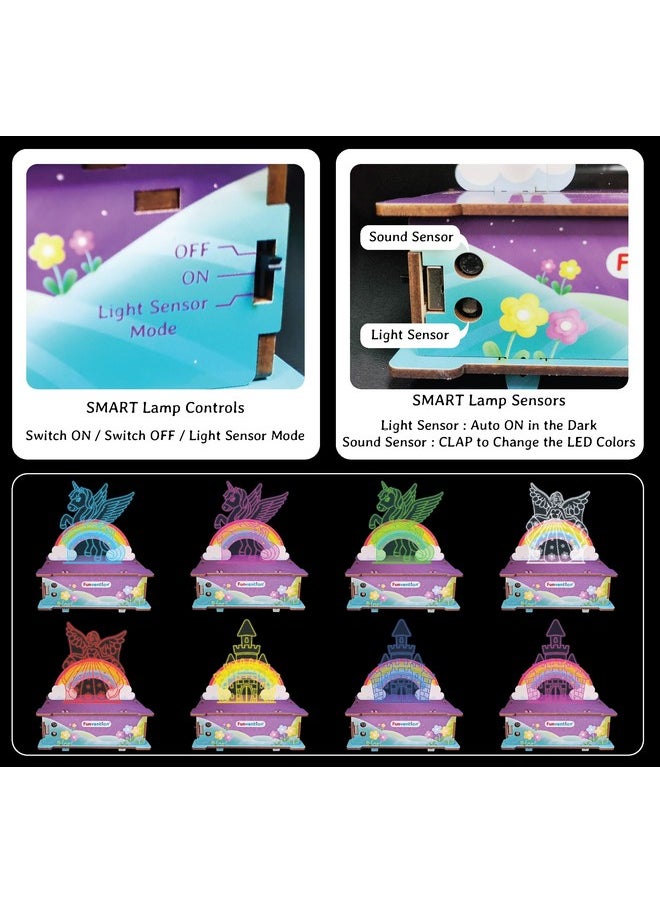 Funvention Fairytale Smart Lamp (Unicorn, Angle & Castle) Sound & Light Controlled Lamp - STEM Learning DIY Utility Kit (Clap to Change Color & Auto ON in Dark)  - Image 3