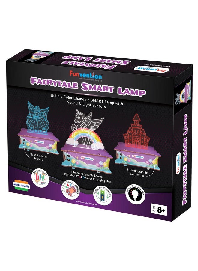 Funvention Fairytale Smart Lamp (Unicorn, Angle & Castle) Sound & Light Controlled Lamp - STEM Learning DIY Utility Kit (Clap to Change Color & Auto ON in Dark)  - Image 1