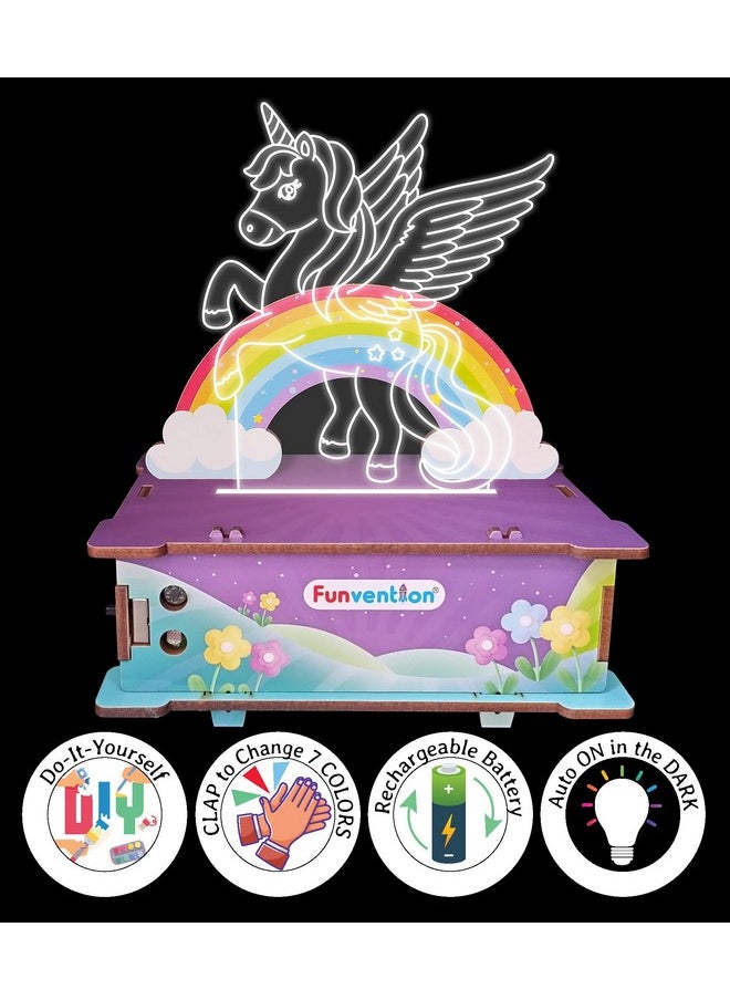 Funvention Fairytale Smart Lamp (Unicorn, Angle & Castle) Sound & Light Controlled Lamp - STEM Learning DIY Utility Kit (Clap to Change Color & Auto ON in Dark)  - Image 2