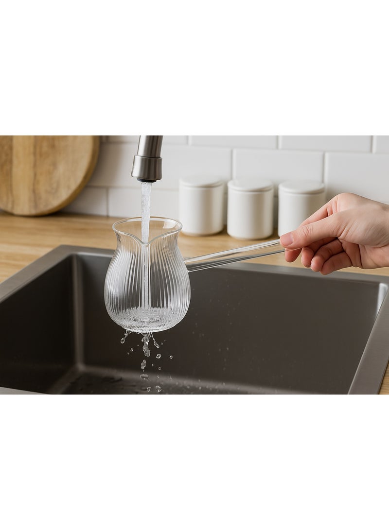 Fissman Glass Turkish Coffee Pot 500mL,  High-Heat Resistant Glass Teapot,  Milk Warmer,  Sauce Maker,  Ibrik Cezve Briki,  Perfect Pouring Spout Stovetop Coffee, Turkish Coffee, Tea/Milk Warmer Pot - Image 3