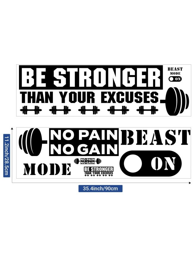 Zonon Zonon 3 Pieces Gym Wall Decal Be Stronger Than Your Excuses No Pain No Gain Beast Mode Inspirational Quotes Vinyl Wall Art Fitness Exercise Wall Sticker for Gym Office Home Decor  - Image 2