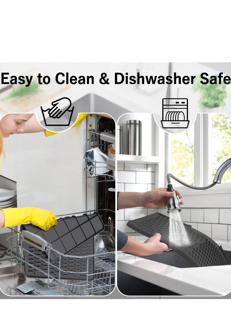 Silicone Dish Drying Mat with Drain Lip, 40*33cm Silicone Dish Drying Mat for Kitchen Counter, Sink Drying Mat with Drainage Slope, Quick Dry & Self-draining Dish Drainer Mat Dish Drain Board  - Image 5