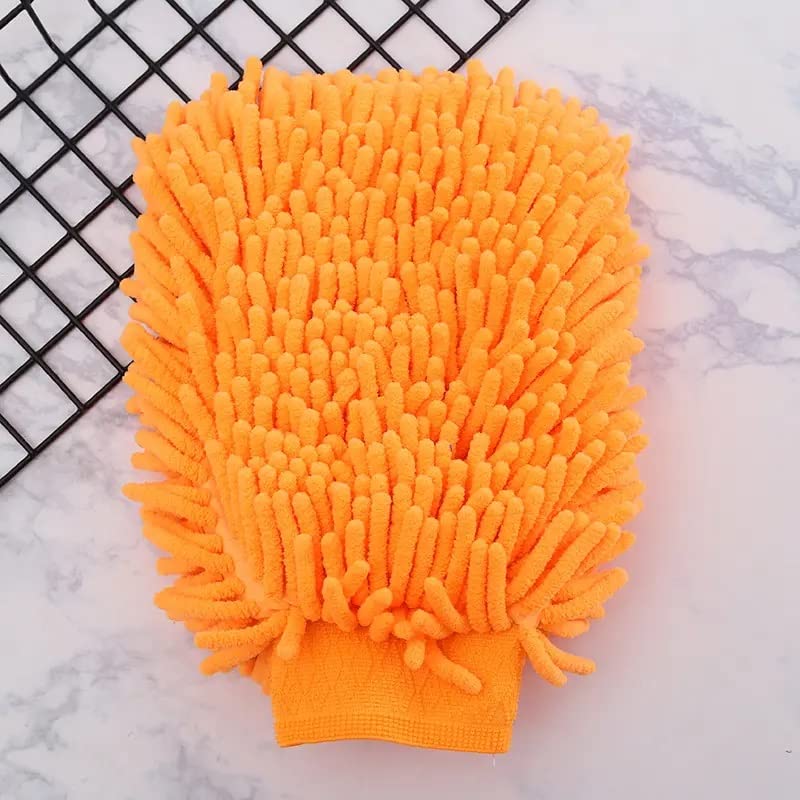 MobFest MobFest Double Side Heavy Microfiber Chenille Cleaning Gloves for Cars Bike Home Highly Absorbent LintFree Microfiber Mitts for Cleaning Washing Dusting Large Size 1 Piece 1