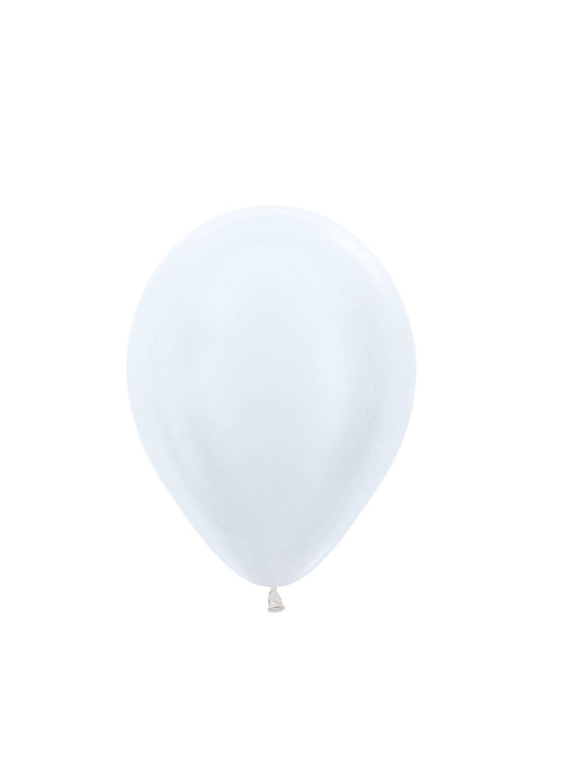 Sempertex New Pearl Satin White Latex Party Balloons Pack 50, Multicoloured - Image 1