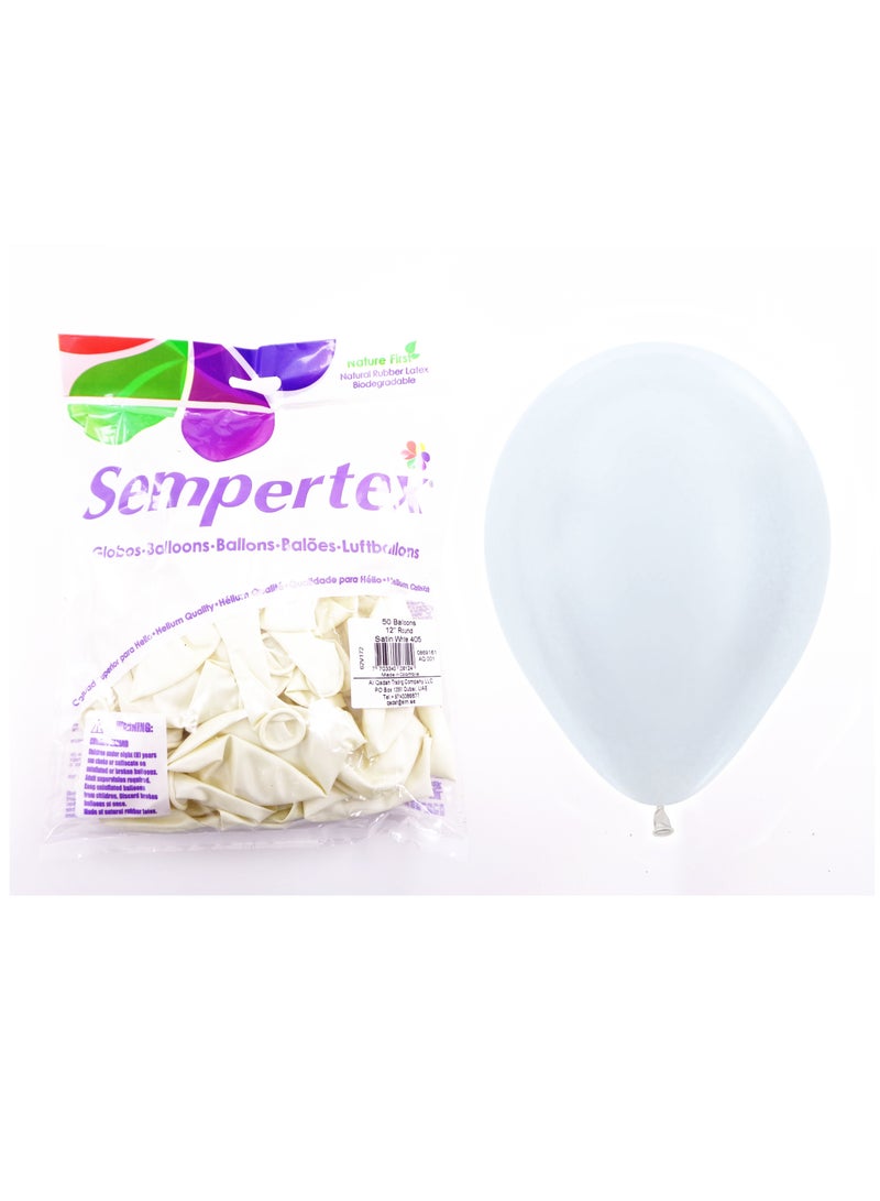 Sempertex New Pearl Satin White Latex Party Balloons Pack 50, Multicoloured - Image 3