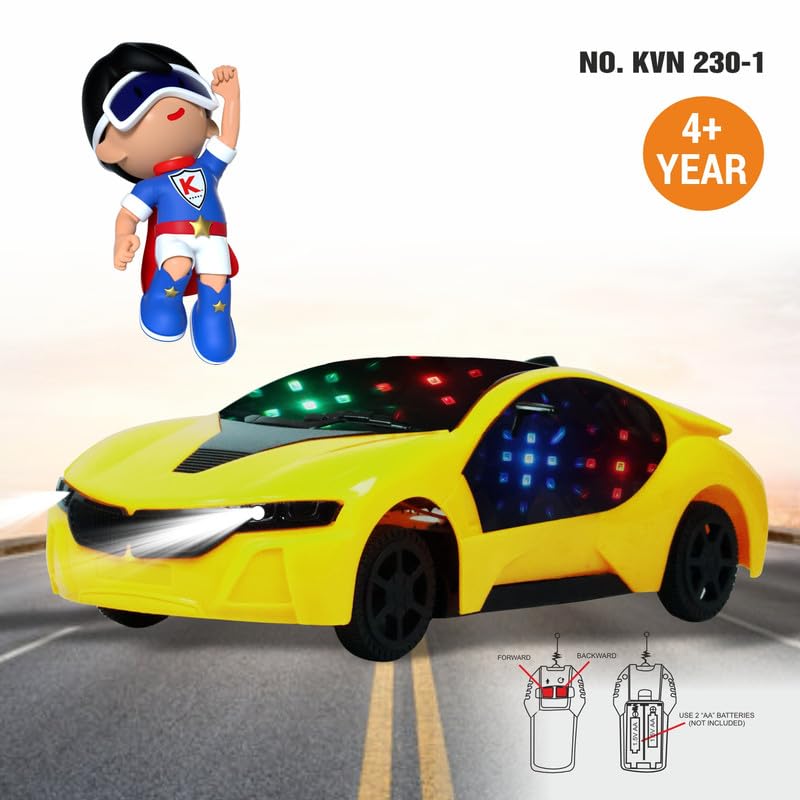 KIVANO Remote Control Two Way Racing Car | Backward and Forward Direction | 3D LED Lights | Assorted Colour | Battery Operated | Ages 3+ | Kids Best Gift - Yellow - Image 5