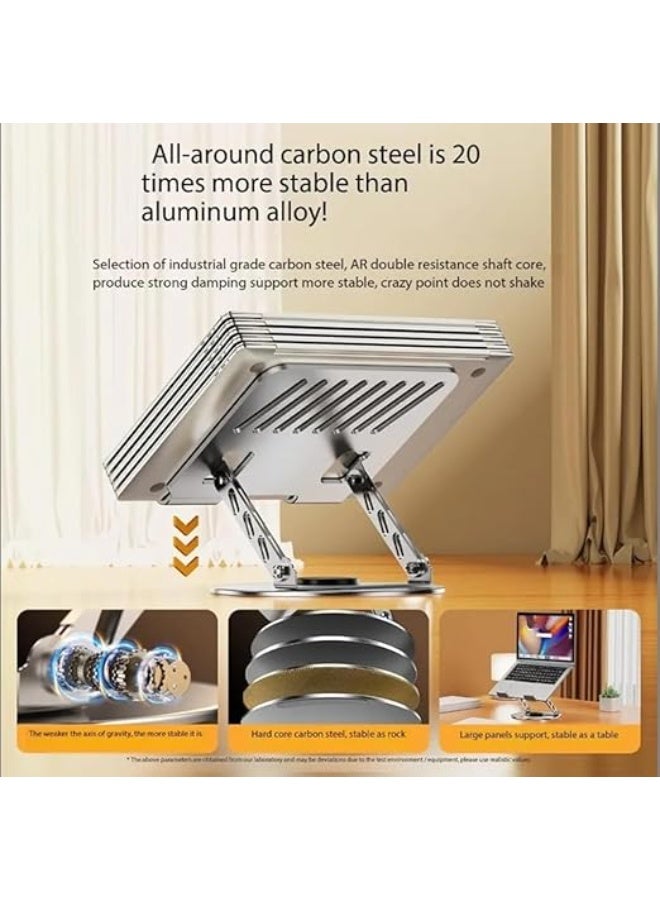 Adjustable Laptop Stand with 360° Swivel Base - Durable & Lightweight Carbon Design - Compatible with 10-17.3 Inch Laptops and Tablets - Image 3
