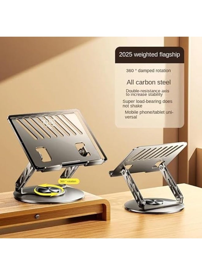 Adjustable Laptop Stand with 360° Swivel Base - Durable & Lightweight Carbon Design - Compatible with 10-17.3 Inch Laptops and Tablets - Image 2