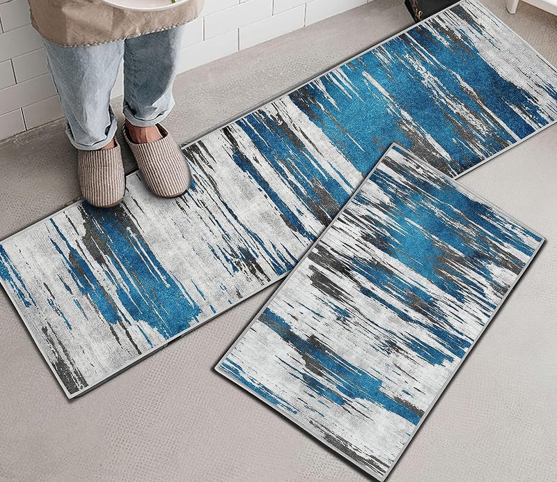 LEVGRY Kitchen Mats for Floor Anti Fatigue Mats for Kitchen Floor Marble Kitchen Mat Cushioned Memory Foam Non Slip PVC Leather Padded Comfort Standing Kitchen Rugs Set of 2 M7 - Image 3