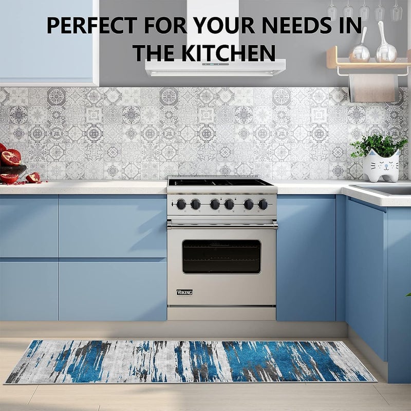 LEVGRY Kitchen Mats for Floor Anti Fatigue Mats for Kitchen Floor Marble Kitchen Mat Cushioned Memory Foam Non Slip PVC Leather Padded Comfort Standing Kitchen Rugs Set of 2 M7 - Image 4