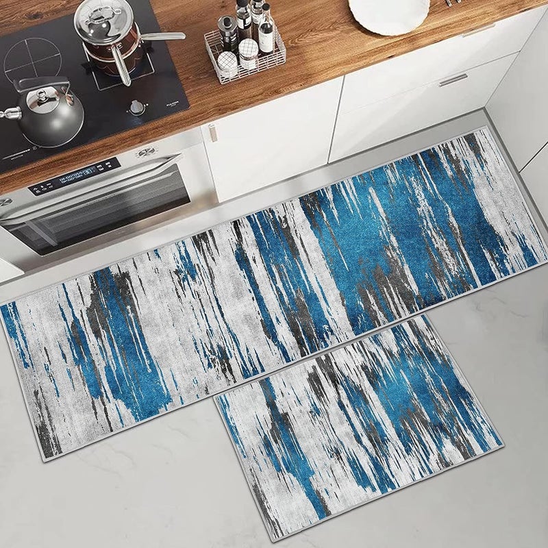 LEVGRY Kitchen Mats for Floor Anti Fatigue Mats for Kitchen Floor Marble Kitchen Mat Cushioned Memory Foam Non Slip PVC Leather Padded Comfort Standing Kitchen Rugs Set of 2 M7 - Image 1