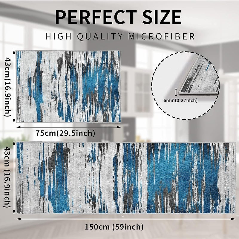 LEVGRY Kitchen Mats for Floor Anti Fatigue Mats for Kitchen Floor Marble Kitchen Mat Cushioned Memory Foam Non Slip PVC Leather Padded Comfort Standing Kitchen Rugs Set of 2 M7 - Image 2