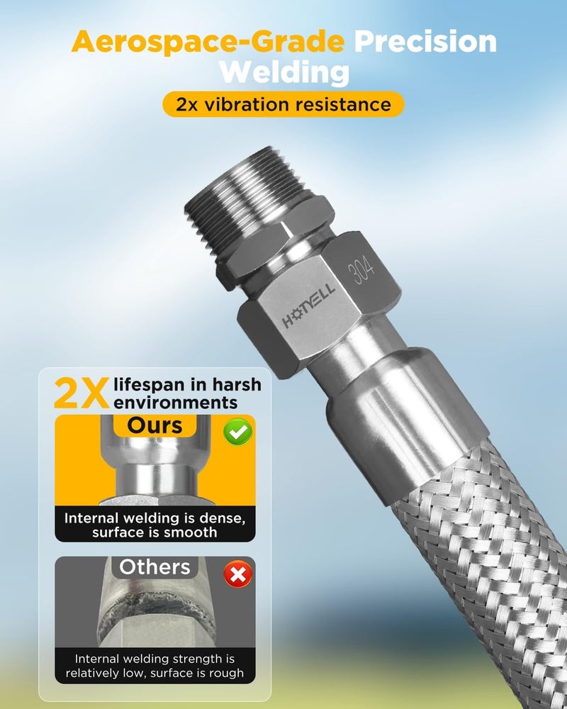 HOTYELL 3/4 Inch NPT Male Compressor Jumper Hose 48" - 750°F/450 PSI Stainless Steel Air Hose - Image 4