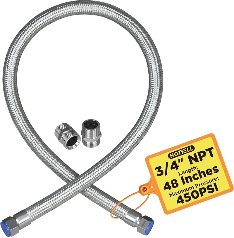 HOTYELL 3/4 Inch NPT Male Compressor Jumper Hose 48" - 750°F/450 PSI Stainless Steel Air Hose - Image 1