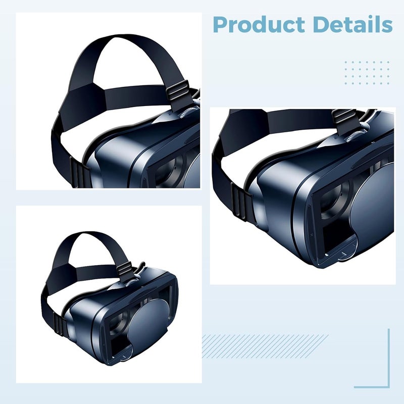 Bosreroy Vr Glasses with Controller, Immersive Virtual Reality 3D Headset for Cell Phones, Adjustable Fit for 5-7 in Devices, Compact Dimensions - Image 2