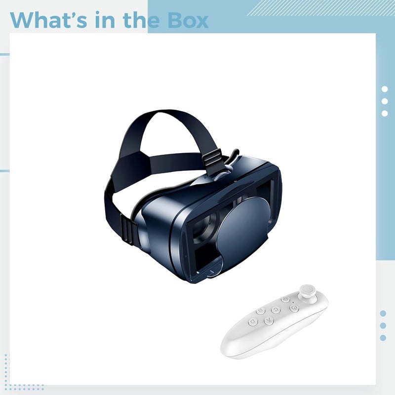 Bosreroy Vr Glasses with Controller, Immersive Virtual Reality 3D Headset for Cell Phones, Adjustable Fit for 5-7 in Devices, Compact Dimensions - Image 5