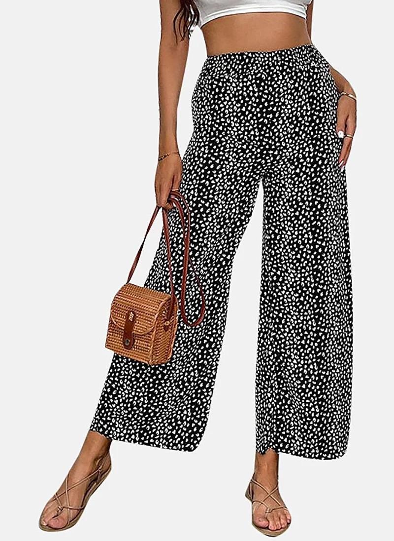 يونيكي Black Printed Relaxed Fit Palazzos