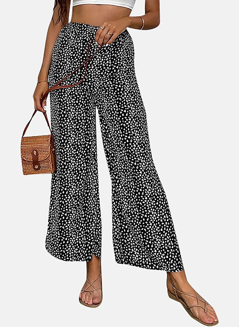 يونيكي Black Printed Relaxed Fit Palazzos