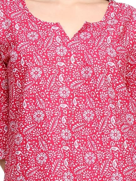 KBNBJ Cotton Printed Co Ord Set - Night Dress & Pajama Set for Women (XX-Large, Red) - Image 4
