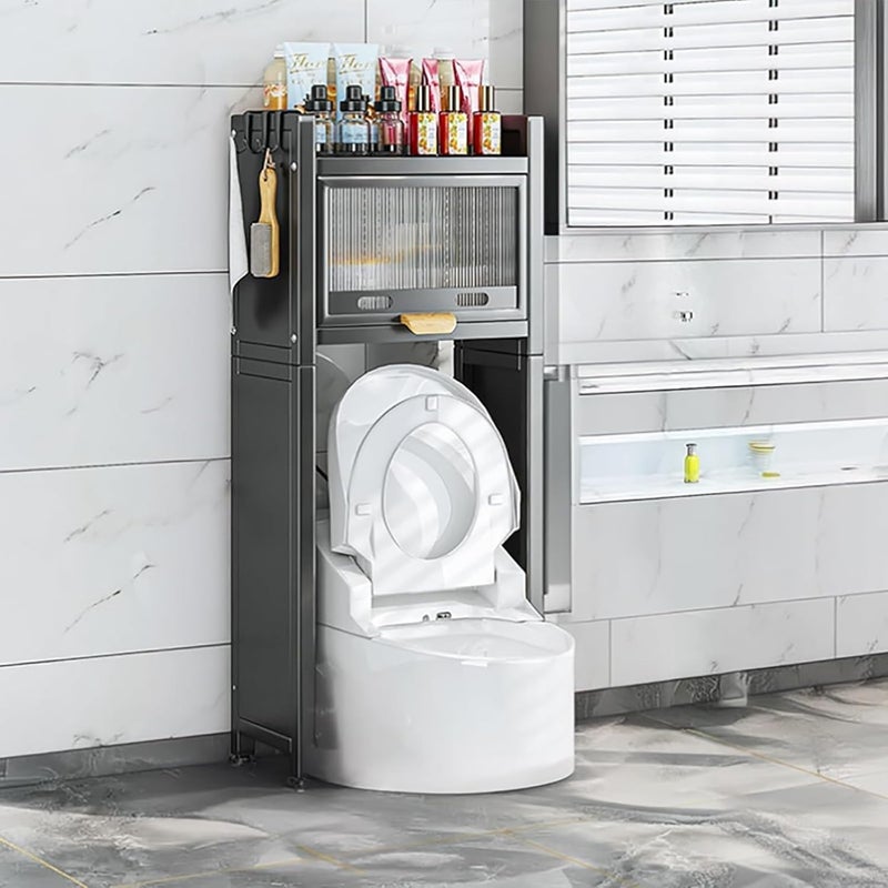 Glaceon 2 Tier Bathroom Shelf Over Toilet Bathroom Shelving Unit with Adjustable Shelf Toilet Top Storage Shelf with Door Bathroom Shelf Above Toilet for Bathroom Laundry Room GC03 - Image 2