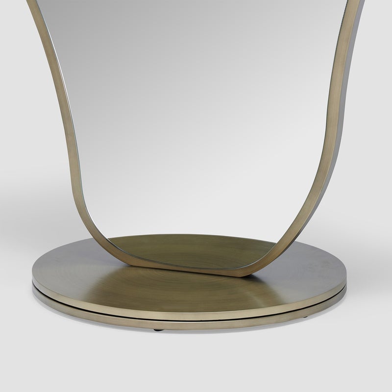 AL HUZAIFA FURNITURE Inka Standing Swivel Mirror, Metal In Antique Brass - Image 3