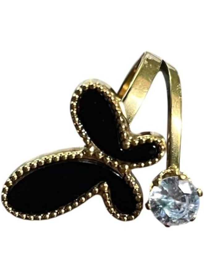 UShop Open butterfly ring from U-Shop, with a clear crystal stone, elegant jewelry with a modern design. - Image 1
