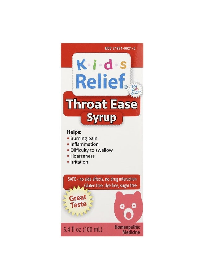 Homeolab USA Homeolab USA, Kid's Relief®, Throat Ease Syrup, 0-12 Yrs, 3.4 fl oz (100 ml)  - Image 1