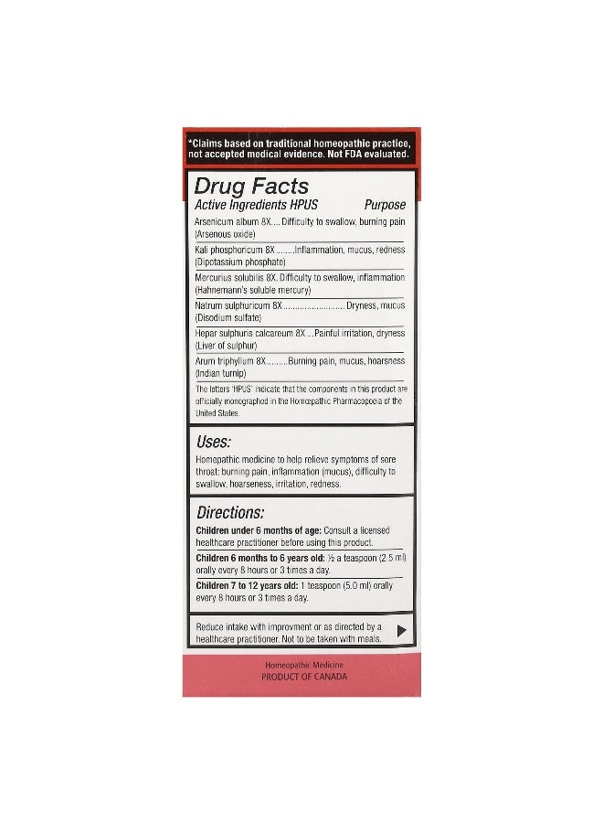 Homeolab USA Homeolab USA, Kid's Relief®, Throat Ease Syrup, 0-12 Yrs, 3.4 fl oz (100 ml)  - Image 2