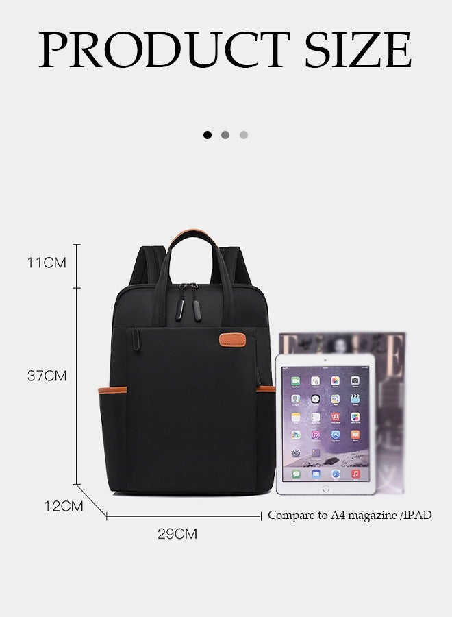 DUNISO Laptop backpack, multifunctional Oxford cloth shoulder bag, waterproof travel backpack, adjustable shoulder strap, with pull rod strap, unisex, 29 * 12 * 37cm, black - Image 3