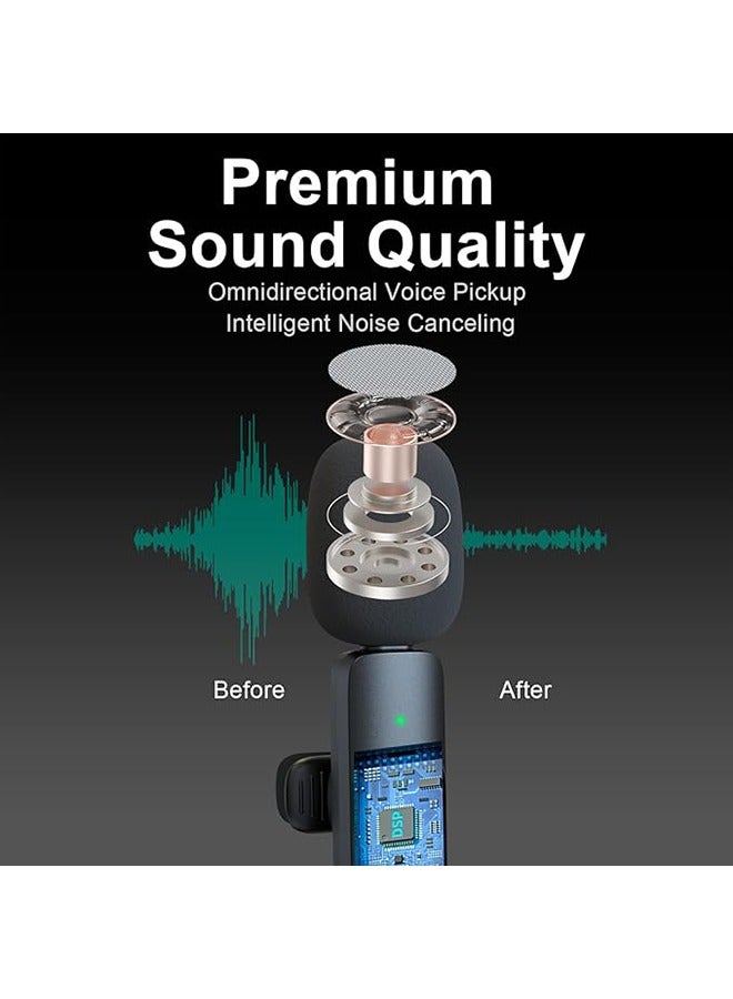 X-level Wireless Lavalier Microphone fo iPhone - Android, iPad, Tablets, Bluetooth Mini Microphone with Noise Canceling,Wireless Mic with 2 Microphone for USB-C Android Phone and iPhone Video Recording- Interview- Vlog- Auto Sync and Noise Reduction - Image 3