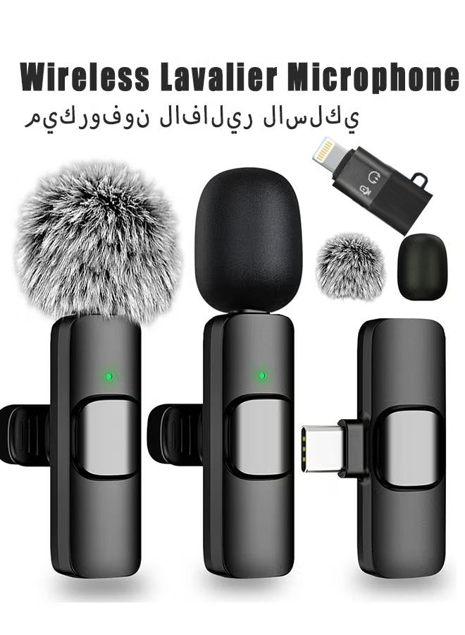 X-level Wireless Lavalier Microphone fo iPhone - Android, iPad, Tablets, Bluetooth Mini Microphone with Noise Canceling,Wireless Mic with 2 Microphone for USB-C Android Phone and iPhone Video Recording- Interview- Vlog- Auto Sync and Noise Reduction - Image 1
